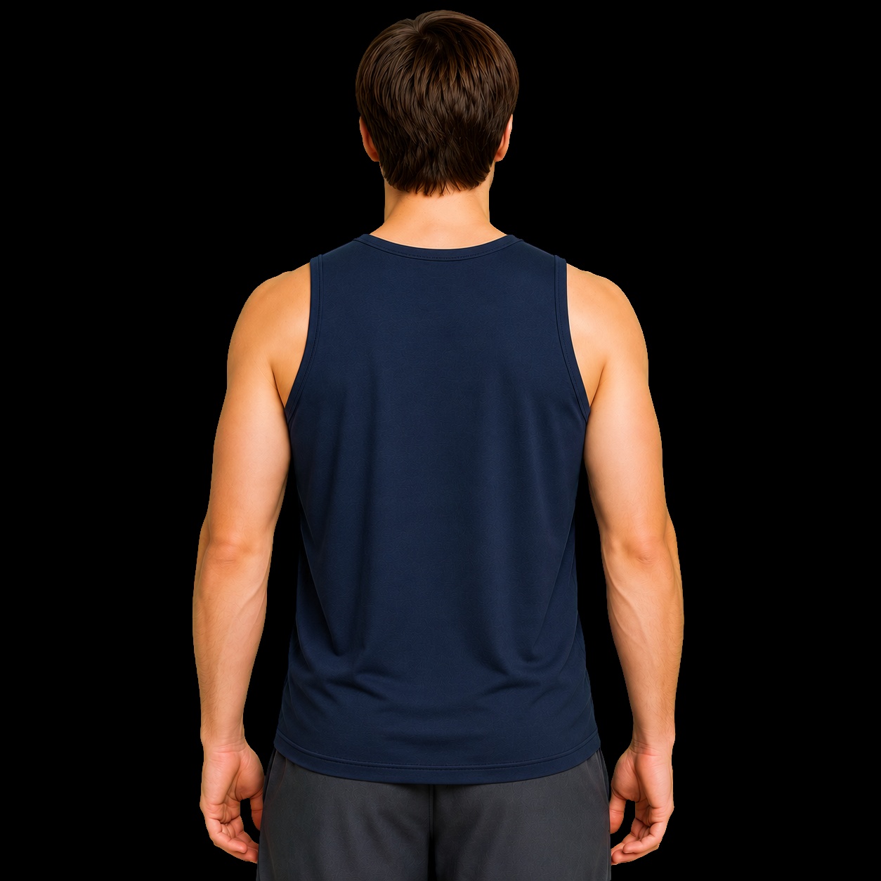 Regata masculina cristã dry-fit navy com o versículo Deus é Por Nós — IDE 16:15