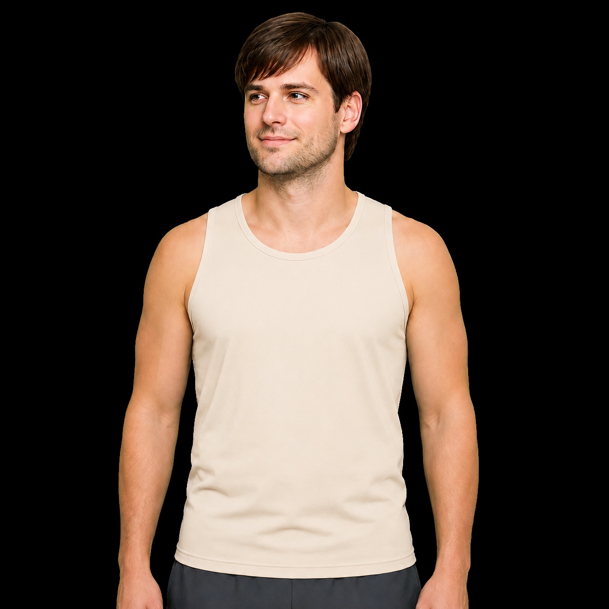 Regata masculina cristã dry-fit off-white com o versículo Deus é Por Nós — IDE 16:15